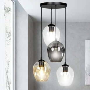 EULUNA Lampa wisząca Starla okrągła 4-pkt grafit/bursztyn - Lampy sufitowe - miniaturka - grafika 2