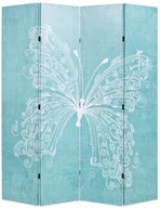Parawany - vidaXL Składany parawan, 160x180 cm, niebieski z motylem - miniaturka - grafika 1