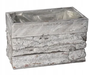 Doniczka Osłonka Drewniana Korytko Kora 20CM Szara - Pozostałe akcesoria do uprawy roślin - miniaturka - grafika 2