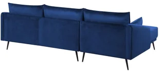 Beliani Beliani Sofa narożna prawostronna LED welur ciemnoniebieska VARDE - Narożniki - miniaturka - grafika 5