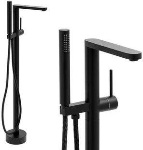 Yoka Bateria wannowa wolnostojąca z prysznicem czarna - Yoka BP.CARLA BLK - Baterie wannowe i prysznicowe - miniaturka - grafika 2