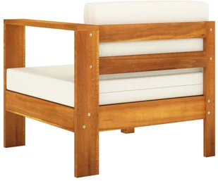 vidaXL 4-osobowa sofa ogrodowa z kremowymi poduszkami, drewno akacjowe 3057928 - Meble ogrodowe - miniaturka - grafika 9