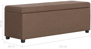 vidaXL Ławka ze schowkiem, 116 cm, brązowa, poliester vidaXL - Ławki do przedpokoju - miniaturka - grafika 8