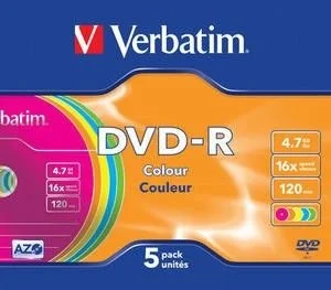 Verbatim Dysk DVD-R 16x slim 5Pack COLOR 43557* VERDVD08706 - Nośniki danych - miniaturka - grafika 2