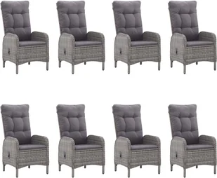 vidaXL 9-cz. zestaw mebli ogrodowych, polirattan i szkło, szary - Meble ogrodowe - miniaturka - grafika 2