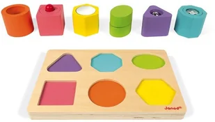 Janod KSZTAŁTY I DŹWIĘKI drewniana układanka sensoryczna J05332 - Układanki dla dzieci - miniaturka - grafika 4