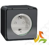 Gniazdka elektryczne - Schneider Electric MUREVA STYL Gniazdo 1 pojedyncze z uziemieniem SCHUKO (zaciski śrubowe) IP55 antracyt MUR36731 MUR36731/SCH - miniaturka - grafika 1