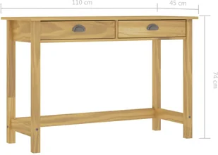vidaXL Stolik konsola Hill Range, 2 szuflady, 110x45x74 cm, lita sosna vidaXL - Konsole i sekretarzyki - miniaturka - grafika 7