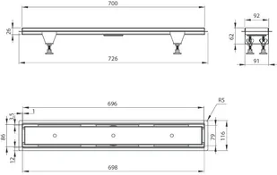 Odpływ liniowy odwracalny 70 cm Deante KOS_007D KOS_007D - Odpływy liniowe - miniaturka - grafika 8