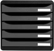 Pojemniki biurowe - Exacompta Exacompta 309738D organizer Premium Big Box Plus Metallic 5 szuflad o dużej pojemności pojemnik na dokumenty A4+ dla większej ilości miejsca na biurku szafka srebrno-czarna - miniaturka - grafika 1