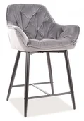 Taborety i hokery - Signal Krzesło hoker do wyspy kuchennej szary welur CHERRY H-2 VELVET BLUVEL 14 na czarnym stelażu - miniaturka - grafika 1