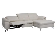 Narożniki - Vente-Unique Narożna sofa LISMORE z elektryczną funkcją relaksu z bawolej skóry Kolor biały Narożnik prawy - miniaturka - grafika 1