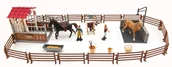 Figurki dla dzieci - Teddies Teddies Padok Ogrodzenie dla koni + stajenni + koń 2szt - miniaturka - grafika 1