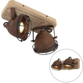 Systemy inteligentnych domów - QAZQA Inteligentny punkt rdzawobrązowy z drewnem  w tym 2 WiFi GU10 - Gina - miniaturka - grafika 1