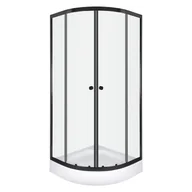 Kabiny prysznicowe - Novoterm Kabina prysznicowa z brodzikiem 90x90 Olga Black Kerra - miniaturka - grafika 1