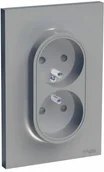 Gniazdka elektryczne - LEDart podwójne Schneider Electric Odace z uziemieniem aluminium - miniaturka - grafika 1