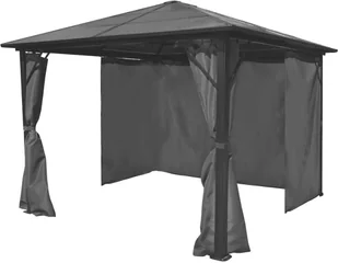 vidaXL Altana ogrodowa z zasłonami, antracytowa, aluminium, 300x300 cm - Altany ogrodowe - miniaturka - grafika 3