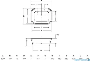 Besco Assos B&W 40x50x15 UMD-A-NBBW - Umywalki - miniaturka - grafika 2