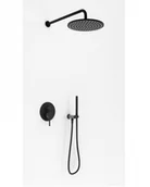 Zestawy prysznicowe - Kohlman Axel Black Zestaw prysznicowy podtynkowy z deszczownicą 30 cm czarny mat QW210ABR30 - miniaturka - grafika 1