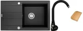 Zlewozmywaki z baterią - Pyramis Zlewozmywak SPARTA PL 78x48 1B1D + BELLO Karbon - miniaturka - grafika 1