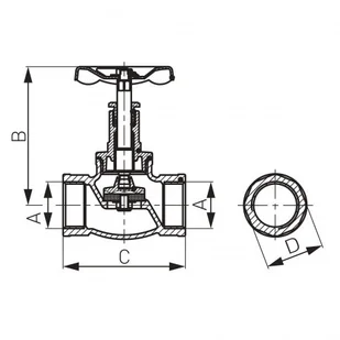 Ferro Zawór żeliwny grzybkowy 1/2" ZGZ01 ZGZ01 - Zawory i kraniki - miniaturka - grafika 2