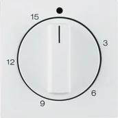 Wyłączniki światła i elektryczne - Hager sp. z o.o. Element centralny z pokrętłem reg. do mechanicznego łącznika czasowego 0-15 min. śnieżnobiały S.1/B.1/B.3/B.7 Glas 16321909 - miniaturka - grafika 1