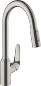 Baterie kuchenne - Hansgrohe 71820800 M4216-H220 jednouchwytowa bateria kuchenna 220 wyciągana wylewka 2jet stal szlachetna - miniaturka - grafika 1