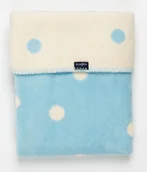 Koce i narzuty dla dzieci - Womar Kocyk dla niemowląt, 75x100 bawełniany 100% - Grochy niebieskie z ecru - miniaturka - grafika 1