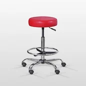 Meble i wyposażenie gabinetów medycznych - Obrotowy taboret lekarski z podnóżkiem LEKO 1 - miniaturka - grafika 1