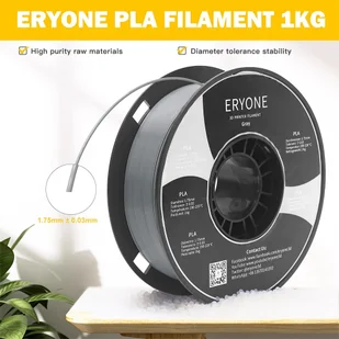 ERYONE ERYONE PLA Filament for 3D Printer 1.75mm Tolerance 0.03mm 1kg (2.2LBS)/Spool - Gray 795734EUDF - Filamenty i akcesoria do drukarek 3D ERYONE ERYONE PLA Filament for 3D Printer 1.75mm Tolerance 0.03mm 1kg (2.2LBS)/Spool - Gray 795734EUDF - Filamenty i akcesoria do drukarek 3D - miniaturka - grafika 2