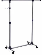 Wieszaki i stojaki - SONGMICS Stabilny wieszak na ubrania Songmics, drążek na ubrania, wieszak na ubrania z kółkami, rozciągany 97-165 cm, platerowane rury ze stali nierdzewnej. - miniaturka - grafika 1