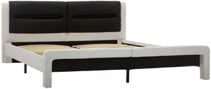 vidaXL Rama łóżka z LED, biało-czarna, sztuczna skóra, 120 x 200 cm - Łóżka - miniaturka - grafika 3
