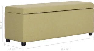 vidaXL Ławka ze schowkiem, 116 cm, zielona, poliester vidaXL - Ławki do przedpokoju - miniaturka - grafika 8