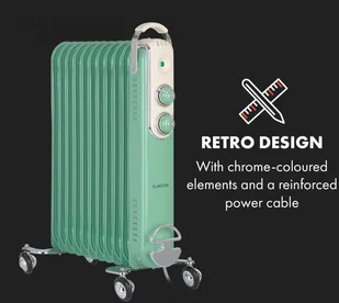 Klarstein Klarstein Thermaxx Retroheat, grzejnik olejowy, 2500 W, kółka, zielony HTR6-ThmxRetro25Grün - Ogrzewanie przenośne - miniaturka - grafika 3