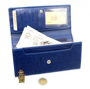 Wilmar (PL) Portfel Damski (PL) Klamra 16 cm Skóra Włoska Z Kartami P17 Ozdobna Nitka RFID - Portfele - miniaturka - grafika 3