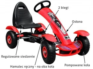 Duży Gokart Pompowane Koła Czerwony - Jeździki dla dzieci - miniaturka - grafika 2