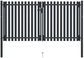 Akcesoria do ogrodzeń - VidaXL Dwuskrzydłowa brama ogrodzeniowa, stal, 306x200 cm, antracytowa 146353 VidaXL - miniaturka - grafika 1