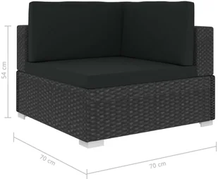 vidaXL Fotele narożne, 2 szt., z poduszkami, polirattan, czarne - Fotele - miniaturka - grafika 4