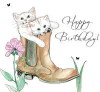 Karnet Swarovski kwadrat Urodziny koty w bucie - Kartki okolicznościowe i zaproszenia - miniaturka - grafika 2