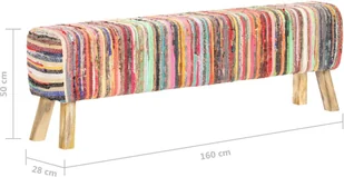 vidaXL Ławka, 160 cm, obita kolorową tkaniną chindi vidaXL - Ławki do przedpokoju - miniaturka - grafika 6