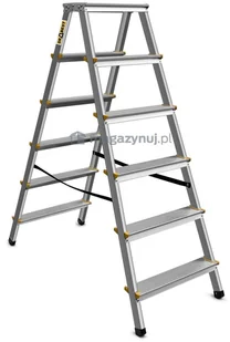 Drabina aluminiowa, dwustronna, 6 stopni wytrzymałość: 125-150 kg (wytrzymałość 125 kg) - Drabiny - miniaturka - grafika 7