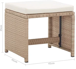 vidaXL Stołki barowe, 2 szt., z poduszkami, polirattan, beżowe - Fotele i krzesła ogrodowe - miniaturka - grafika 8