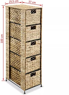 vidaXL Szafka z hiacyntu wodnego 5 koszykami, 25,5 x 37 100 cm - Komody - miniaturka - grafika 6