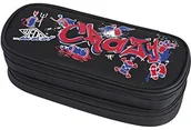 Piórniki - WEDO Wedo 24242603 dwupoziomowy piórnik szkolny (motyw Crazy kieszenie na zamek błyskawiczny, 23,5 x 10 x 7,5 cm), czarny 242 42603 - miniaturka - grafika 1