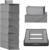 Pudła i pojemniki do przechowywania - Organizer do szafy wiszący z 6 półkami szary HA3033 - miniaturka - grafika 1