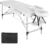 Stoły i łóżka do masażu - TecTake 2-strefowy stół do masażu z tapicerką i aluminiową ramą biały 402788 - miniaturka - grafika 1