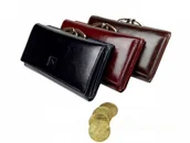 Portfele - Nicole Portfel Damski Skórzany 14 cm Klamra Skóra Naturalna Z Klapką - miniaturka - grafika 1