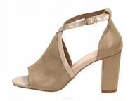 Sandały damskie - Sergio Leone Beżowe sandały damskie SK908 Prze r38 - miniaturka - grafika 1