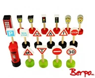 Tory, garaże, parkingi - Bigjigs Zestaw znaków drogowych BJT061 BJT061 - miniaturka - grafika 1