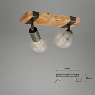 Briloner Lampa sufitowa Wood Basic, 2-punktowa - Lampy sufitowe - miniaturka - grafika 4